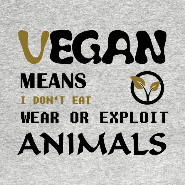 Vegan means i do not eat wear ore exploit animals by Quentin1984